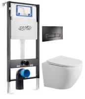 Сет инсталляция с подвесным унитазом и клавишей смыва Sapbox Notis SET.SBOX7262W.0512 белый, черный матовый