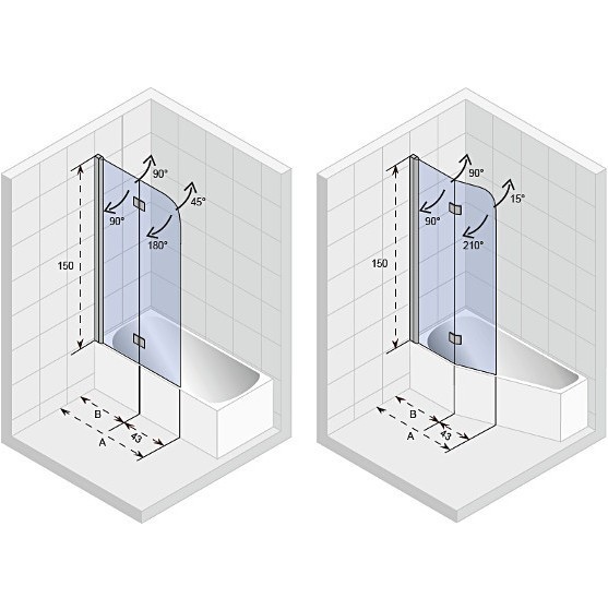Шторка на ванну Riho Novik 90x150 G003040120 профиль хром