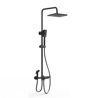 Душевая стойка со смесителем Wonzon & Woghand WW-B3310-MB черная матовая с термостатом и гигиеническим душем