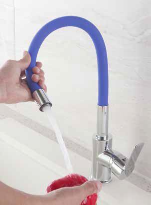 Смеситель для кухонной мойки Haiba HB70112-4 синий комбинированный с гибким изливом