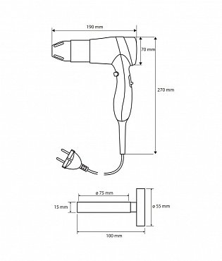 Фен Bemeta 999433084 белый глянцевый с держателем