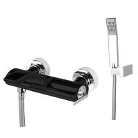 Смеситель для ванны Webert Wolo WO850101564 черный с хромом матовый с душевым гарнитуром