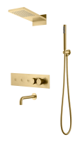 Душевой комплект со смесителем Boheme Fusion 131-2-MG матовое золото с термостатом