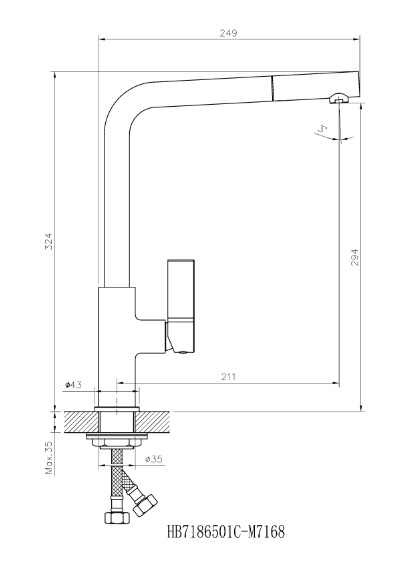 Смеситель для кухонной мойки Haiba HB70501-7 черный