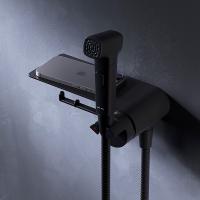 Смеситель гигиенический Am.Pm Func F0H8F922 черный с полкой и держателем для туалетной бумаги