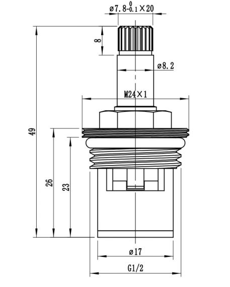 Керамическая кран-букса для холодной воды Esko ECERZ20C