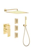 Душевой комплект со смесителем Webert Pegaso PE890104794 золото матовый встраиваемый