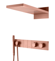 Душевой комплект со смесителем Boheme Zodiac 133-CB брашированная медь с термостатом