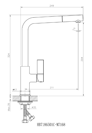 Смеситель для кухонной мойки Haiba HB70501 хром