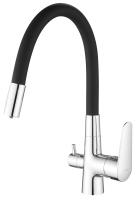 Смеситель для кухонной мойки Esko Coral CL 03 B хром с черным глянцевый с гибким изливом и подключением фильтра