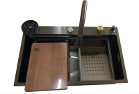 Мойка из нержавеющей стали Santegro 75 см STR7546SC комплект со смесителем сатин