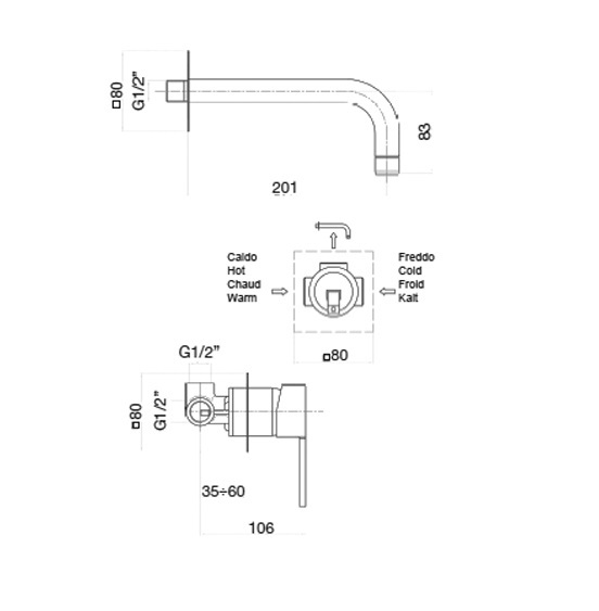 Встраиваемый смеситель для раковины Webert Sax Evolution SE830606740 белый матовый