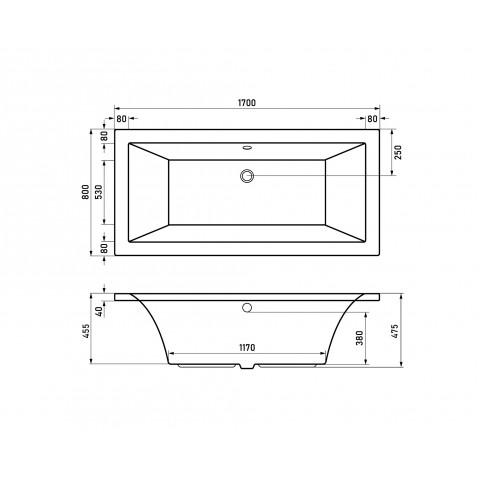 Ванна акриловая Alba Spa Kero 170x80 ВПР0360000100 пристенная