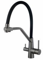 Смеситель для кухонной мойки Esko Kitchen K25GMB серый с подключением фильтра