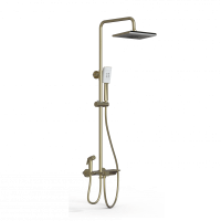 Душевая стойка со смесителем Wonzon & Woghand WW-B3310-BG золото брашированная с термостатом и гигиеническим душем