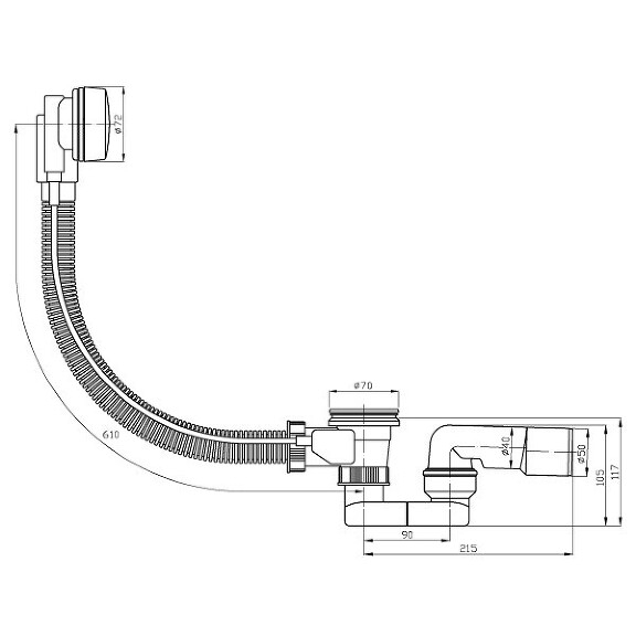 Слив-перелив для ванны Riho PlastBrno EVSC150 полуавтоматический