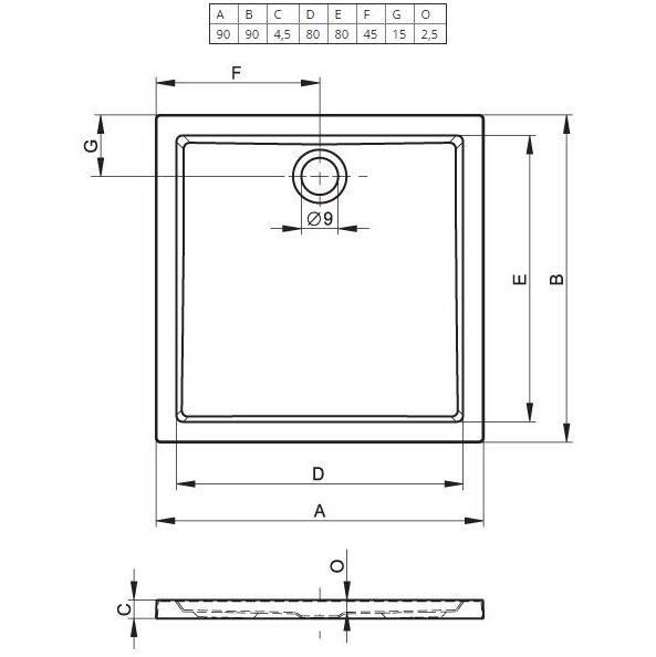 Душевой поддон Riho Zurich 90x90 D001007005 белый