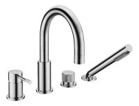 Смеситель на борт ванны Boheme Uno Inox 460-INOX нержавеющая сталь с душевым гарнитуром