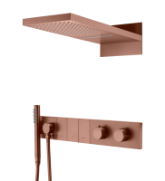 Душевой комплект со смесителем Boheme Zodiac 133-BRB брашированная бронза с термостатом