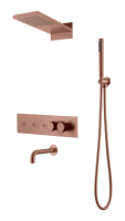 Душевой комплект со смесителем Boheme Fusion 131-2-CB брашированная медь с термостатом