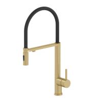 Смеситель для кухонной мойки Wonzon & Woghand WW-458027-BG золото брашированный с гибким изливом и подключением фильтра