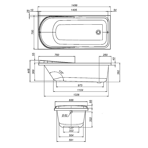 Каркас для ванны Am.Pm Like 150x60 W80A-150-070W-R серый