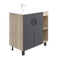 Тумба под раковину Onika Тимбер 108046 75 см R серая матовая (раковина Фостер 80)