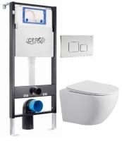 Сет инсталляция с подвесным унитазом и клавишей смыва Sapbox Notis SET.SBOX7262W.0209 белый, хром глянцевый