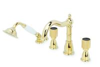 Смеситель на борт ванны Boheme Royal Cristal 395-Royal/CRST black глянцевое золото