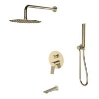 Душевой комплект со смесителем Esko 7in1SHAGold золотой сатин матовый встраиваемый