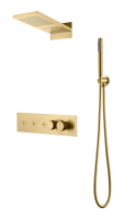 Душевой комплект со смесителем Boheme Fusion 131-MG матовое золото с термостатом