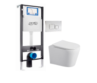 Сет инсталляция с подвесным унитазом и клавишей смыва Sapbox Fluso SET.SBOX7057W.0209 белый, хром глянцевый
