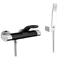 Смеситель для ванны Webert Wolo WO980201564 черный с хромом матовый с душевым гарнитуром