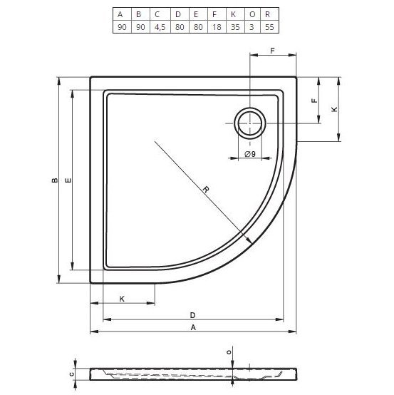 Душевой поддон Riho Zurich 90x90 D001022005 белый