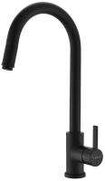 Смеситель для кухонной мойки Voda Vessel Black VSL519B черный матовый с выдвижным изливом