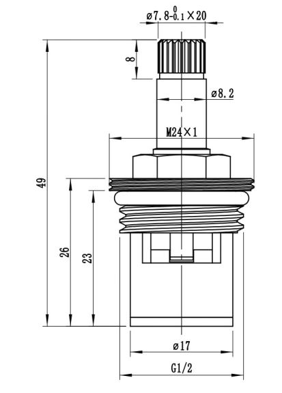 Керамическая кран-букса для горячей воды Esko ECERZ20H