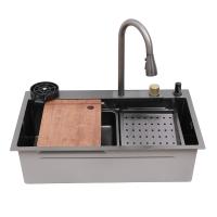 Мойка из нержавеющей стали Santegro 75 см STR7546BL комплект со смесителем графит