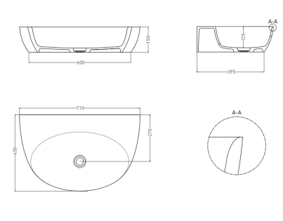 Накладная раковина Salini Alda Wall 03 140313G 45 см белая глянцевая