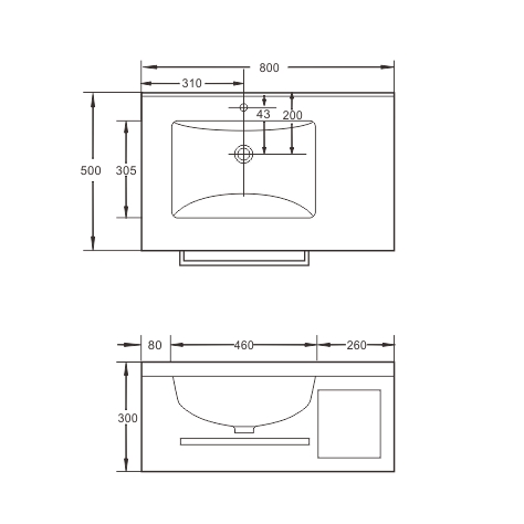 Раковина-моноблок Sapbox SB-WF-MJJ-80M406 80 см серый мрамор