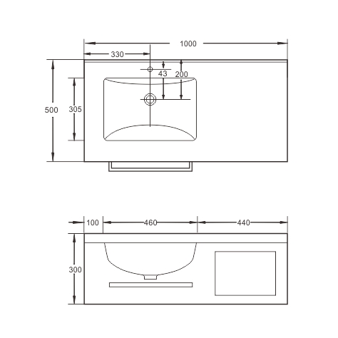 Раковина-моноблок Sapbox SB-WF-MJJ-100M406 100 см серый мрамор