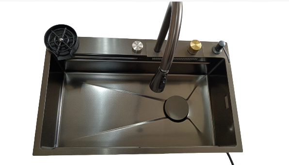 Мойка из нержавеющей стали Santegro 75 см STR7546BL комплект со смесителем графит