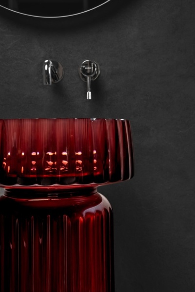 Накладная раковина Boheme Glow 810-RIB-G-BUR burgundy полиэфирная