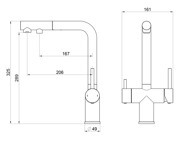Смеситель для кухонной мойки Wonzon & Woghand WW-88458018-BN никель брашированный с выдвижным изливом и подключением фильтра