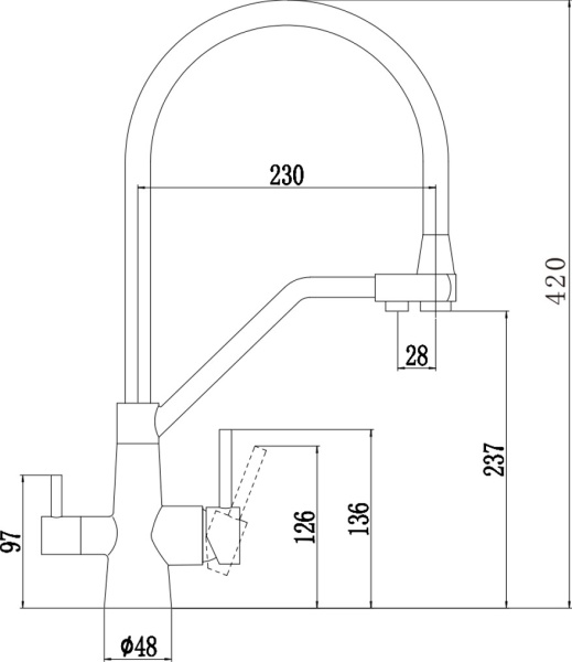 Смеситель для кухонной мойки Esko Kitchen K25GMB серый с подключением фильтра