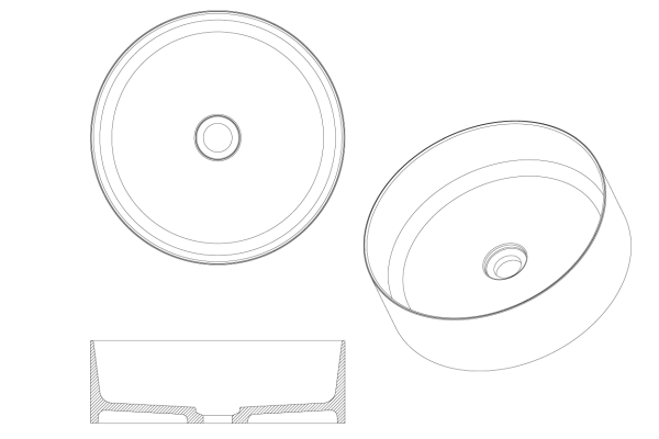 Накладная раковина Boheme Corian 40 см 819-MW белая