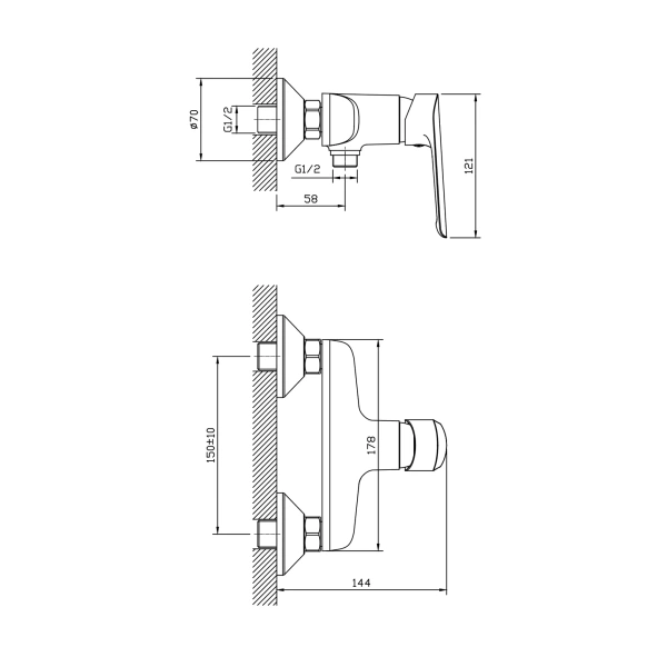 Смеситель для душа Esko Lagos LG 80 хром глянцевый