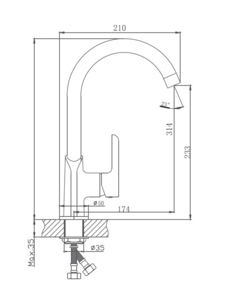 Смеситель для кухонной мойки Haiba HB70805-7 хром