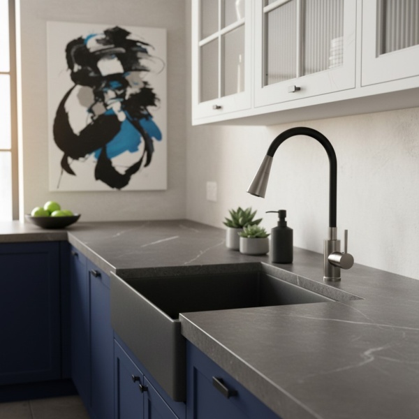 Смеситель для кухонной мойки Esko Kitchen K47GMB черный с гибким изливом