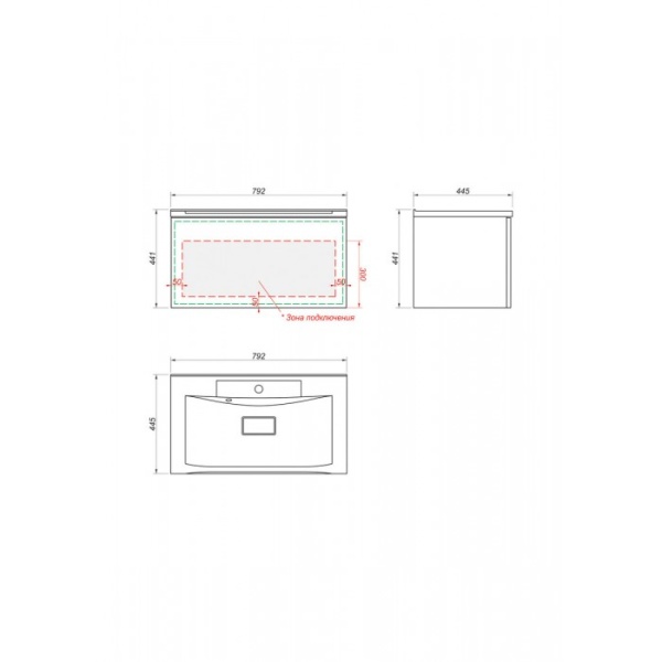Тумба под раковину Kакса-А Cristal 22 004831 80 см серый графит