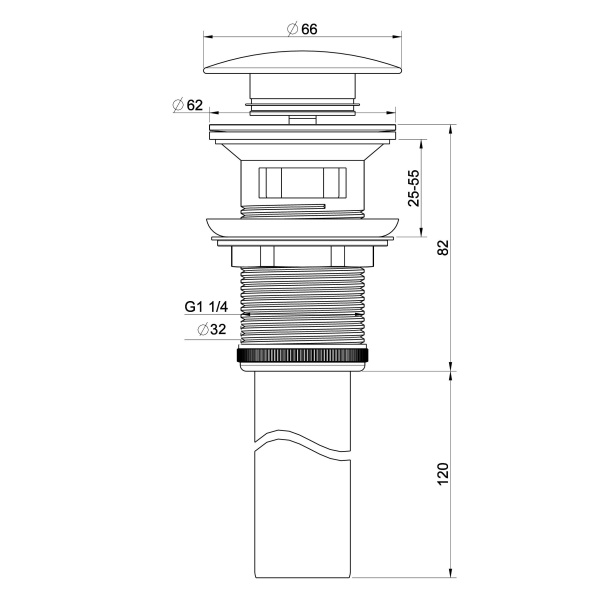 Донный клапан для раковины Wonzon & Woghand WW-88SS03-CR хром глянцевый